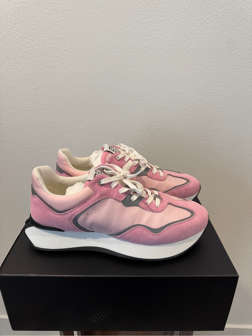 Givenchy Pink Suede & Gray Leather Runner Sneakers - Picture 5 of 15